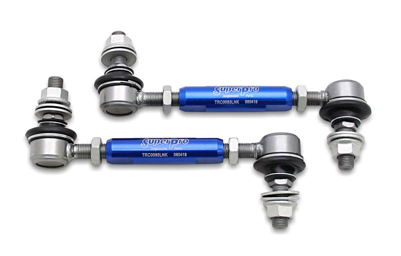 SuperPro Front Sway Bar Link Kit - Heavy Duty Adjustable (140mm-185mm Length, 12mm Studs)
