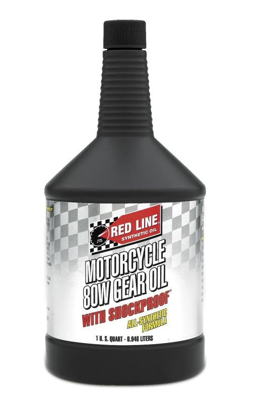 Red Line 42704 80W Motorcycle Gear Oil w/Shockproof - Quart (12 Pack)