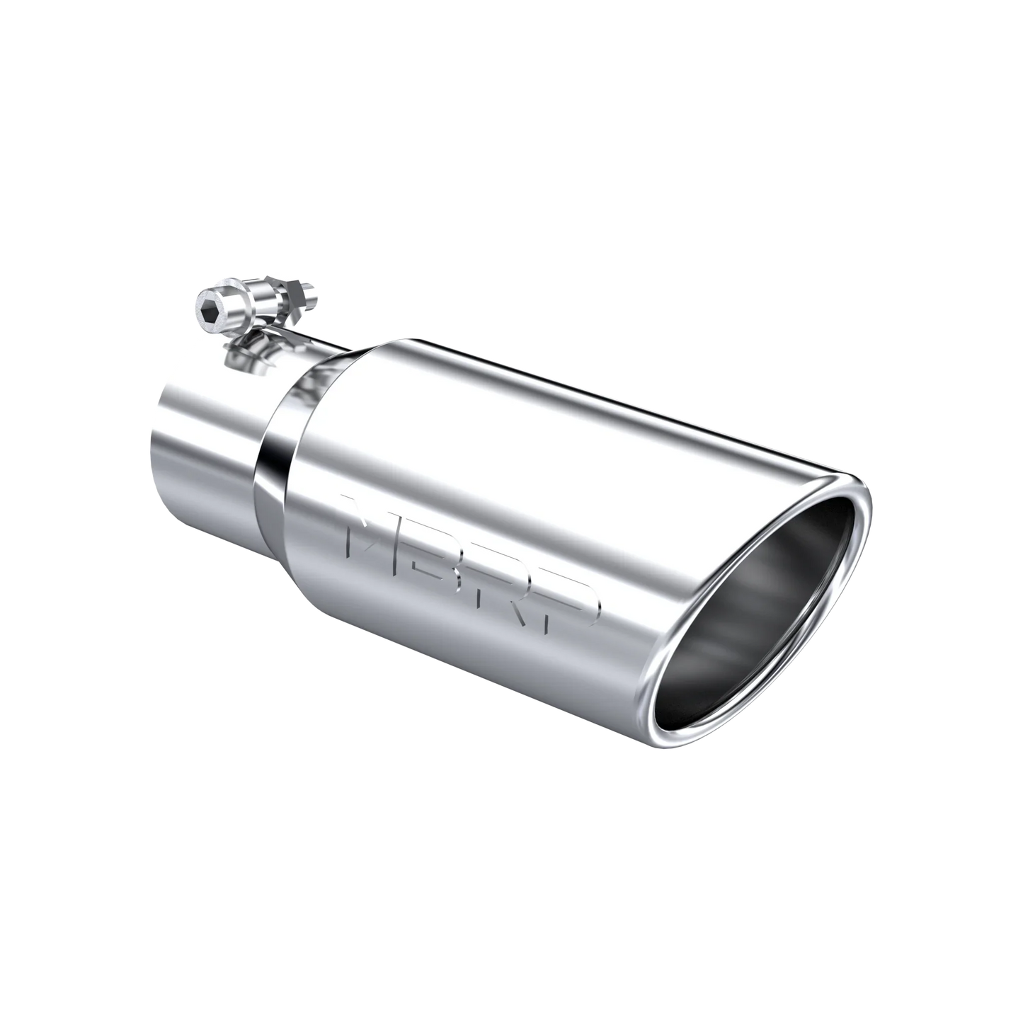 MBRP T5155 Exhaust Tip - 4" OD; Angled Cut Rolled End; 3" inlet; 10" length | T304 Stainless