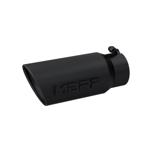 MBRP T5051BLK Exhaust Tip - 5" OD Angled Rolled End 4" inlet 12" length | Black Coated