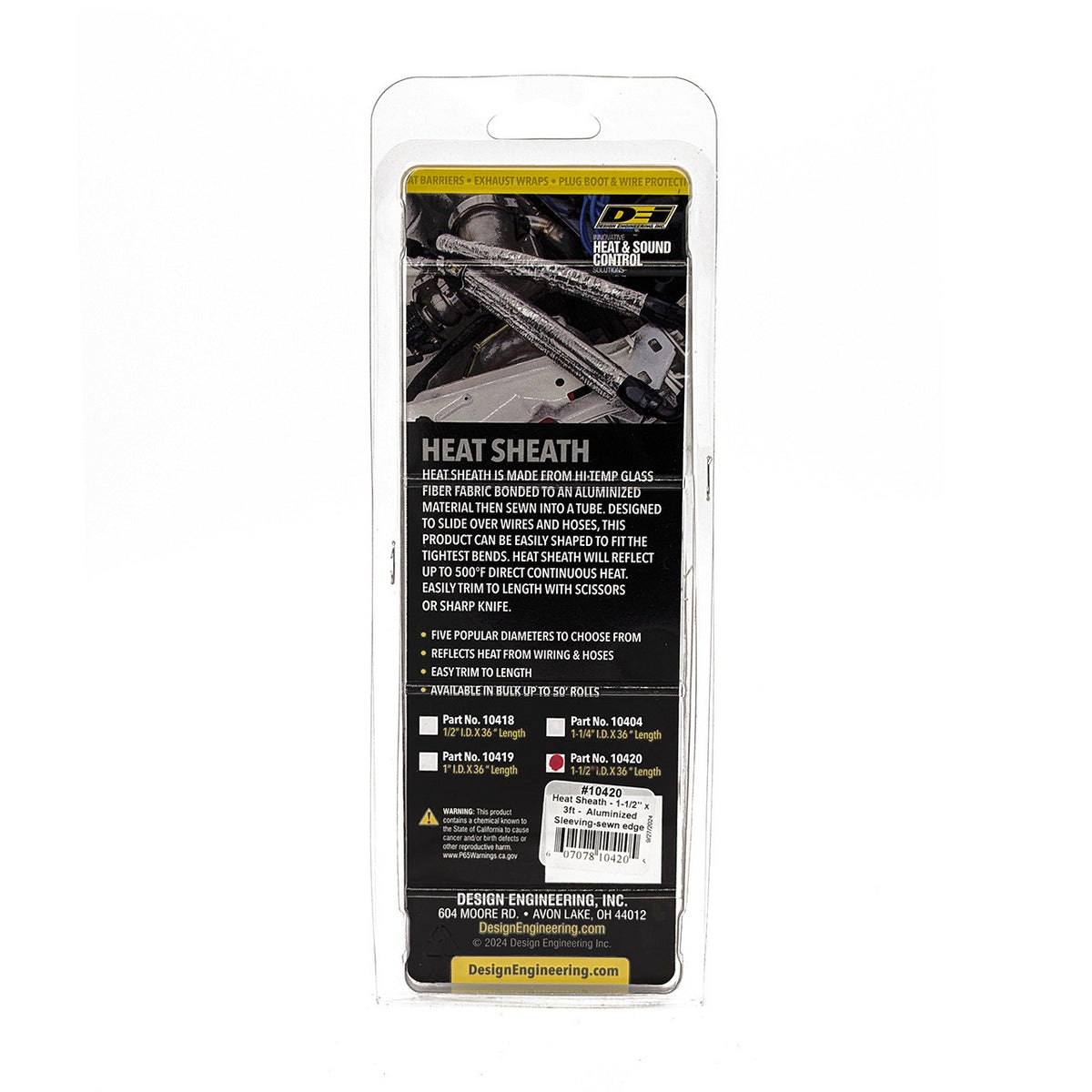 DEI Heat Sheath 1-1/2in I.D. x 3ft - Aluminized Sleeving - Sewn Edge